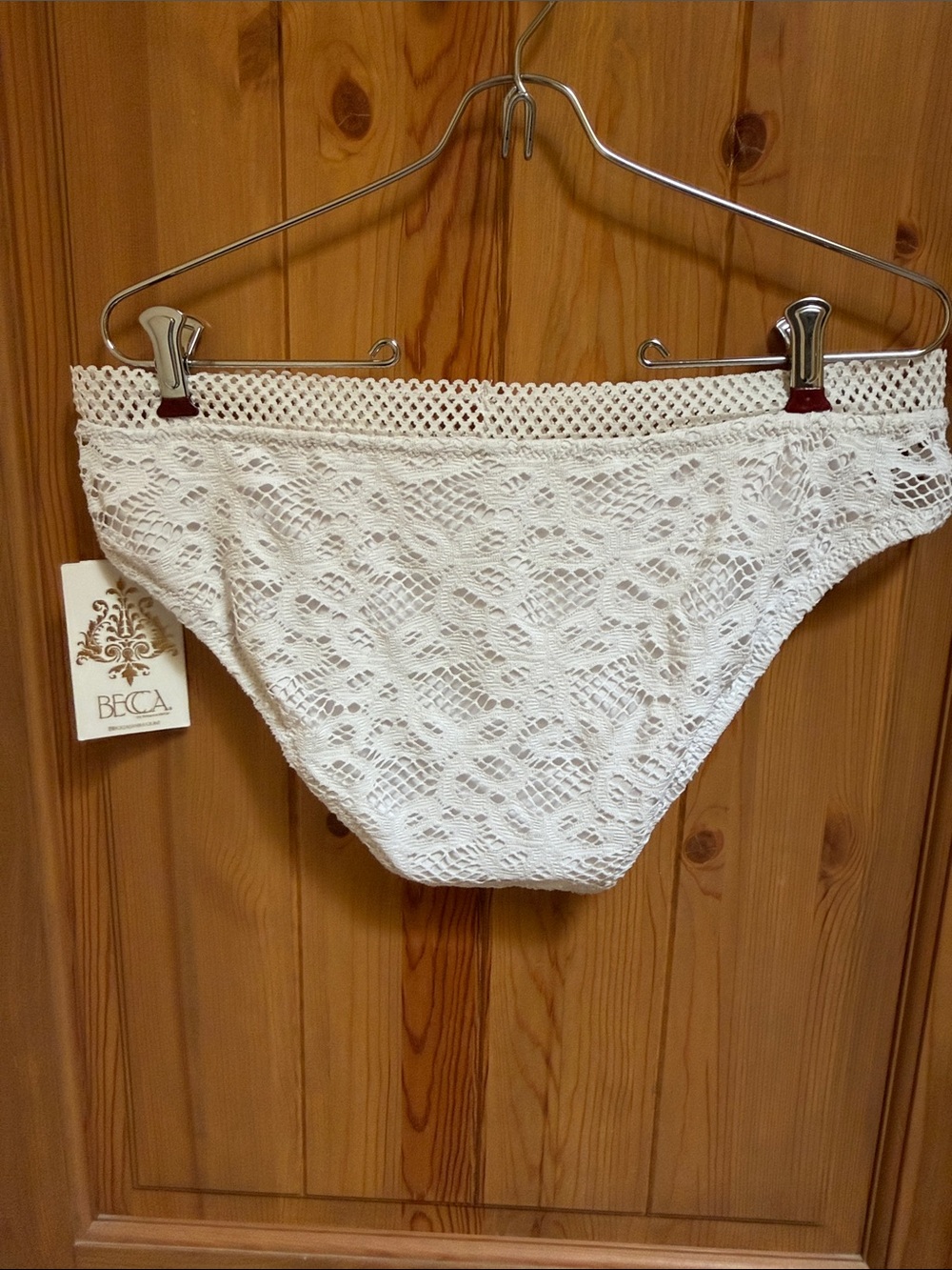 NWT! BECCA White Crochet Bikini Swim Brief - Picture 3 of 6